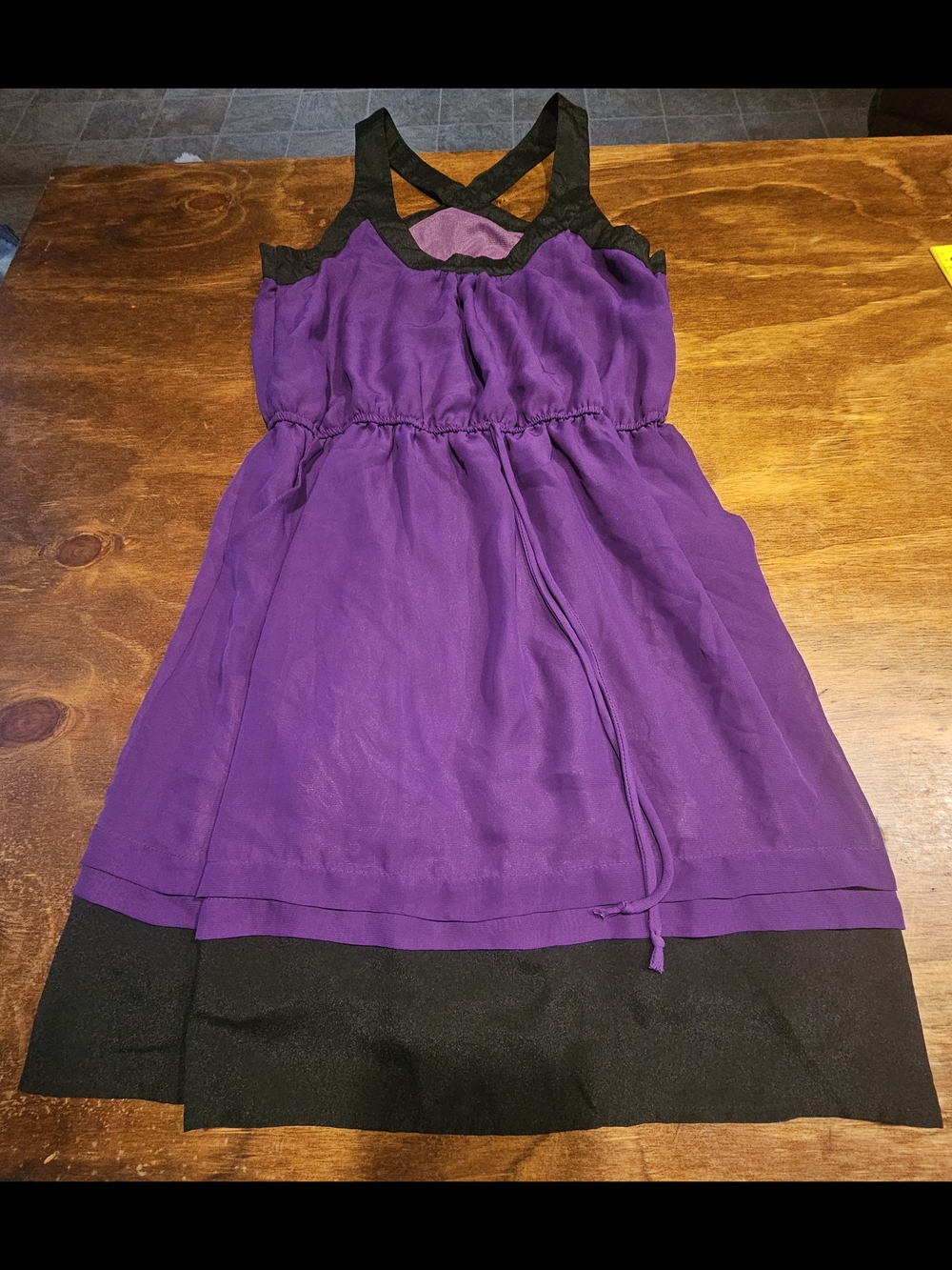 C3. Double Zero Purple with Black Accent Sleeveless Chiffon Dress